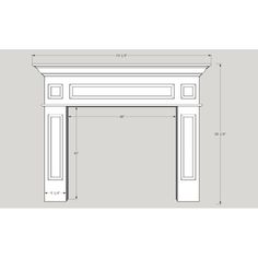 an architectural drawing of a fireplace with the measurements for each piece in front of it