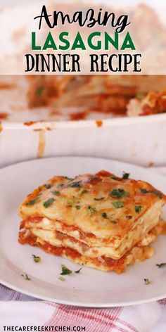 lasagna dinner recipe on a white plate