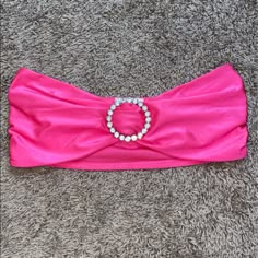 - New With Tags - Size Small - Bandeau - 82% Poly 18% Spandex - Measurements: Top To Bottom 6 Inches Side To Side 14 Inches Bimbocore Outfits 2000, Hot Pink Tube Top, Silly Outfits, Y2k Bottoms, Baby Aesthetic, Pink Tube Top, Hot Pink Tops, 2000s Clothes, Y2k Pants