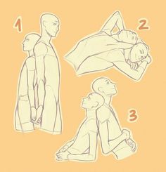 the instructions for how to draw an adult and child in three different positions, including one sleeping