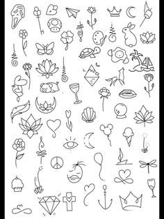 a black and white drawing of different designs on a sheet with the word love written in it