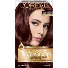 L'Oreal Paris Superior Preference Fade-Defying Color + Shine System - Dark Mahogany Brown, Fall Highlights, Hair Color Mahogany, Mahogany Hair, Hair Color Plum, At Home Hair Color, Red To Blonde, Hair Brunette, Dark Mahogany