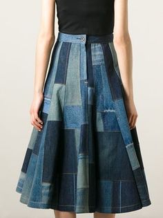 Junya Watanabe Comme Des Garçons patchwork denim skirt Jeans Patchwork, Jeans Trend, Patch Jeans, Afrikaanse Mode, Diy Vetement