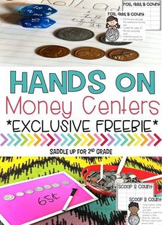 hands on money centers for students to practice counting and adding coins with the same amount