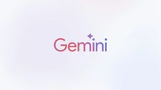 the word gemini is written in pink and blue