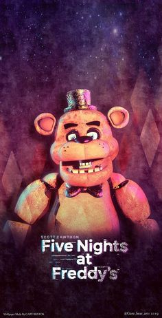 five nights at frodby's poster with a teddy bear wearing a crown