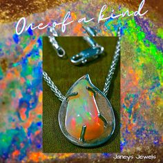 ♡ DETAILS:Beautiful color display in our one-of-a-kind statement or layering necklace, which is a hand carved teardrop free form, Precious Crystal White Opal! We hand carved & polished this 6.39 carat AAA grade precious gem. This is a natural, un-treated opal. A very meaningful jewelry gift for anyone born in October, as Opal is the October birthstone. Also the perfect gift for a Libra.Since this is a special stone, it deserved a special setting, so we hand-made a bold free form pendant using Ar Born In October, Precious Opal, Crystal White, Meaningful Jewelry, Color Display, Argentium Silver, Colorful Jewelry, October Birthstone, Layering Necklace