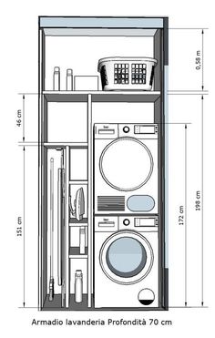 the diagram shows how to build a small laundry room