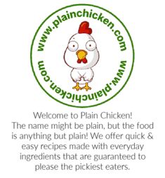 an image of a chicken with the words hello welcome to plain chicken mama