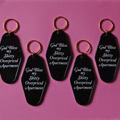 A Shop of Things Accessories black God Bless my Shitty Apartment keychain Polymer Clay Mushroom, Motel Keychain, Planner Icons, Planner Gift, Perfect Stocking Stuffers, Pink Plastic, Stocking Stuffer Gifts, Cricut Projects Vinyl, Diy Keychain