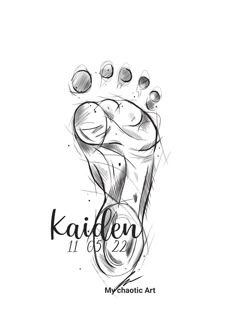 a black and white drawing of a foot with the words kalfen in it