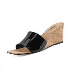 PRICES MAY VARY. [👙Easy on and off]:Size small, Please choose one size up,One and a half size UP would be highly advised for Wide Foot.The slip on slide wedge sandal allows for a simple on and off,keep you causal when you hang out at night. [👗High Quality and Comfortable Insole]:The Wedge Sandals are made of skin friendly material and soft insole and along with 6.5cm/2.6inch wedge heels, which make your foot all day comfortable. [🥻Fashion and Essentional]:Welcome Spring and Summer time in sty Summer Dress Sandals, Slip On Wedge Sandals, Wedge Mules, Sandal Platform, Square Toe Heels, High Heel Wedges, Heels & Wedges, Heel Sandal, Sandals For Women