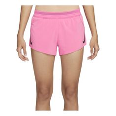 (WMNS) Nike AeroSwift Running Shorts 'Pink' CZ9399-606 Pink Sports Bottoms For Spring, Pink Short Bottoms For Athleisure, Pink Sports Shorts For Spring, Pink Athletic Shorts For Spring Workout, Pink Sports Bottoms With Short Leg, Sports Pink Bottoms With Short Leg, Sporty Pink Short Bottoms, Sporty Short Pink Bottoms, Pink Nike Athletic Shorts For Spring