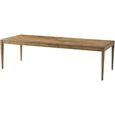 a wooden table sitting on top of a white floor