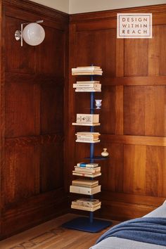 blue storage idea with books against wood Story Bookcase, Book Storage Ideas, Storage Furniture Living Room, Storage Shelving, Book Storage, Mood Board Design, Design District, Smart Storage, Miami Design