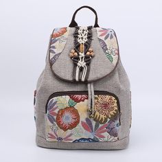 The perfect backpack for any free-spirited wanderer. This Meve Canvas Backpack features intricate floral embroidery and is made of durable canvas. It's bound to turn heads with its eye-catching design. Whether you're going on a day hike or a long-awaited international trip, this backpack will make sure all your belongings are safely stored and within reach. So go ahead and explore the world—this backpack will be your trusty sidekick along the way. Specs: Material: Polyester/ Cotton/ Canvas Size:32cmX28cmX15cm\12.60inchX11.02inchX5.91inch(Approx.) Interior Slot Pocket Soft Handle Open Pocket Embroidery design Pocket Embroidery Design, International Trip, Pocket Embroidery, Hemp Rope, Canvas Backpack, Day Hike, Free Spirited, Explore The World, Go Ahead