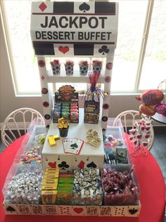 a table topped with lots of candy and candies