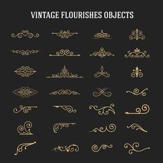 vintage flourishes and swirls set on black background stock photo - premium royaltying