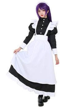 The dress provides with very comfortable wearing feel. Suitable for Halloween activities and theme party activities.Be the gift for Christmas Day or Dance Party. Faye Valentine Cosplay, Dress With Apron, Maid Cafe, Dark Clothes, Maid Uniform, White Clothing, Uniform Dress, Maid Outfit, Maid Dress