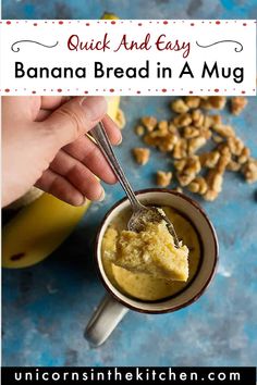 quick and easy banana bread in a mug recipe for breakfast or brunch with bananas