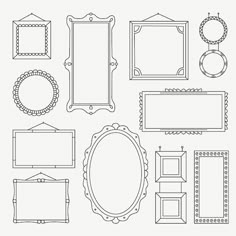 a set of different frames and mirrors