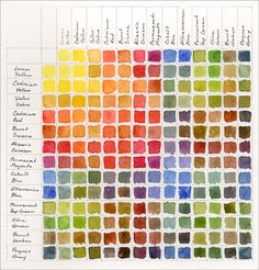 a color chart with different colors on it