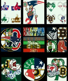 many different boston red sox logos are shown