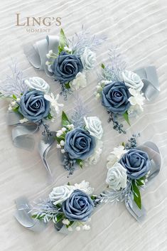 Dusty Blue Buttoniere, Wedding Bouquets Dusty Blue, Dusty Blue Corsage, Dusty Blue Navy Wedding, Ivory Wedding Flowers Bouquet, Wedding Coursage, Dusty Blue And Navy Wedding, Dusty Blue Bridal Bouquet