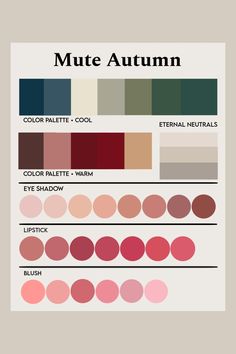 The best palette guide for Soft Autumn people. with this you are going to look amazing. If you need more, please feel free to contact me. Hope it is of help. Make Up For Soft Autumn Type, Pure Autumn Palette, Soft Autumn Outfits Korean, Muted Autumn Makeup Korean, Soft Autumn Colour Palette, Muted Autumn Makeup, Mute Autumn Color Palette, Autumn Muted Color Palette, Soft Autumn Color Palette Makeup