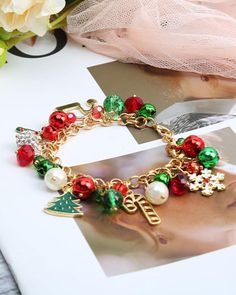 Size: One Size;Style:ChicType:BraceletMaterial:MetalPattern Type:GraphicOccasion:ChristmasPackage Include:1PC Bracelet Kids Bangles, Pearl Charm Bracelet, Christmas Charms, Funky Jewelry, Jingle Bell, Tree Pendant, Watches Women Fashion, Gold Bracelet Chain, Pearl Charms