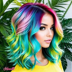 Sunset Hair, Wild Hair Color, Perfect Hair Color, Bold Hair Color, Hair Color Unique, Glossy Hair, Rainbow Hair Color