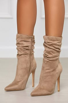 Brown High Heel Boots, Faux Suede Dress, Unique Boots, Hot Boots, Classy Shoes