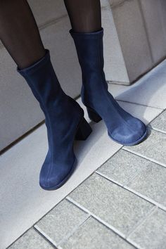 "Ankle boots 'Valerie\" features a round toe and low 6 cm / 2.4 inches block heel. This model is made-to-measure in blue Italian vegan suede. Because of stretchy material and made-to-measures these booties sit perfectly on the foot and are suitable for women with wide ankles and calves.  Cushioned insoles along the entire length of the shoe, are soft and remember the position of the foot. Tunit sole is a mixture of leather chips and rubber, it's more wear-resistant than leather and more durable. Winter Blue Platform Boots, Blue Round Toe Platform Boots For Winter, Blue Round Toe Platform Boots For Fall, Blue Winter Platform Boots With Round Toe, Blue Ankle Heeled Boots For Spring, Fall Blue Platform Boots With Round Toe, Blue Fitted Ankle Heeled Boots, Fitted Blue Ankle Heeled Boots, Blue Ankle-high Heeled Boots For Winter