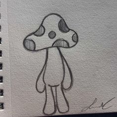 a drawing of a mushroom with eyes closed