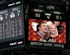 the scoreboard at madison's stadium for kiss me