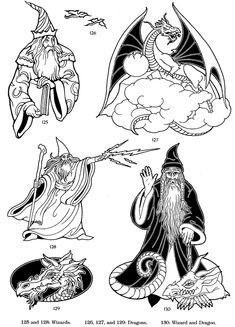 the wizard and his friends are depicted in this black and white coloring book page for children's books