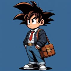 an image of a cartoon character holding a briefcase and looking at the camera while standing in front of a blue background