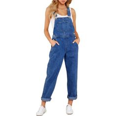 *A Super Chic Style That Sets The Trend When You Choose This Juniors Denim Overalls. Constructed In Stretch Denim Material. Women's Denim Jeans Overalls, Cute Overalls For Women, Womens Bib Overalls Denim. *Long Overalls For Women In Casual Fit, Feature Adjustable Straps With Buckles And Side Button Closure, Making It Easier To Flatter Your Figure. Vintage Solid Color Could Match With Kinds Of Tops For Unique Daily Look. *Front Bib Pocketed, Side Functional Pockets And Back Pockets. Its Optional Dark Wash High-rise Cotton Jumpsuits And Rompers, High Rise Cotton Jumpsuits And Rompers In Dark Wash, High Rise Dark Wash Cotton Jumpsuits And Rompers, Light Wash Denim Overalls For Work, Light Wash Denim Workwear Overalls, High Waist Blue Overalls With Pockets, Casual Denim Overalls, Trendy Denim Overall Pants, Cotton Straight-leg Medium Wash Jumpsuits And Rompers