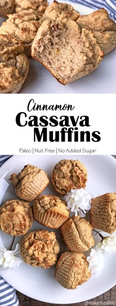 cinnamon cassavaa muffins on a white plate