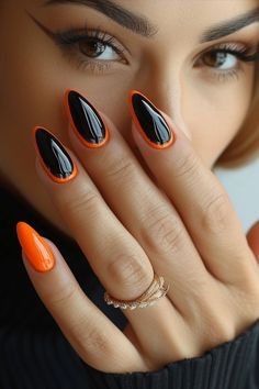 Uñas Ideas, Peach Nails, Black Nail, Halloween Nail Designs, Elegant Nails, Fancy Nails