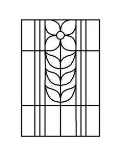 a black and white drawing of a window with a flower in the center, surrounded by bars