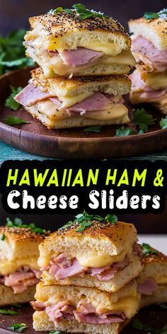 hawaiian ham and cheese sliders on a plate