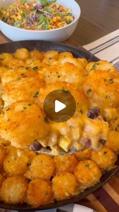 Luke Brown on Instagram: "Fiesta Chicken Tater Tot Casserole is an easy dinner recipe my family loves! 

INGREDIENTS
1 lb chicken breast 
1/2 tsp each salt and pepper
1 tsp each of cumin, dried cilantro, onion powder 
2 tsp chili powder 
1 tbsp minced garlic 
1 can corn (drained)
1 can black beans (drained and rinsed) 
1 can Rotel Diced Tomatoes & Green Chiles (not drained) 
1 cup sour cream
2 cups shredded Cheddar Cheese
Tater Tots or Crispy Crowns 
Taco sauce 

INSTRUCTIONS
Cook one lb of chicken cut into cubes in a skillet over medium high heat. Add some oil and season with salt, pepper, cumin, dried cilantro, chili powder, and onion powder. You could use a taco seasoning packet instead of these seasoning if you would rather do that. 

Add 1 tbsp of minced garlic, one can of drained cor