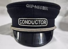 Train Conductor Railway Cap Railroad Officer style hat two color available Train Conductor Hat, Scramble Eggs, Conductor Hat, Train Conductor, Embroidered Cap, Silver Bullion, Embroidered Caps, Metallic Thread, Trucker Cap