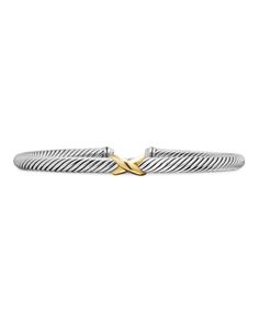 David Yurman X Classic Cable Station Bracelet in Sterling Silver with 18K Yellow Gold, 4mm Station Bracelet, David Yurman, Jewelry Accessories, Cable, Yellow Gold, Bracelet, Sterling Silver, Yellow, Silver