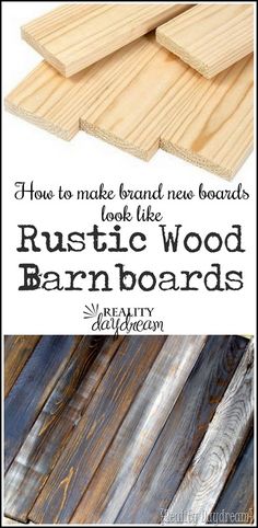 wooden boards are stacked on top of each other with the words rustic wood barn boards