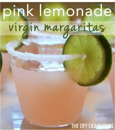 the pink limeade virgin margaritas are ready to be served