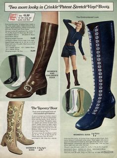 Women Hacks, 60s Boots, Vinyl Boots, 1970s Shoes, 60s Shoes, 1960s Shoes, Platforms Boots, 70s Shoes, Patti Hansen