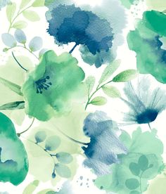 Watercolor Bouquet Wallpaper in Blue/Green from the Blooms Second Edition Bouquet Wallpaper, Green Floral Wallpaper, Watercolor Floral Wallpaper, Drops Patterns, Watercolor Bouquet, W Wallpaper, York Wallcoverings, Wallpaper Direct, Green Watercolor