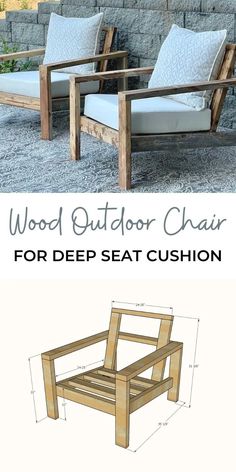 wood outdoor chair plans for deep seat cushion